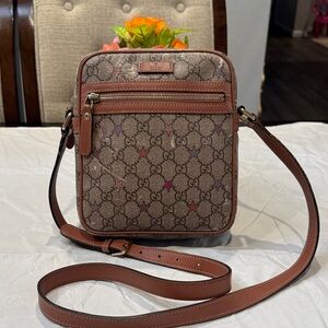 Authentic Gucci Pinkish Brown and Red Patterned Messenger Bag